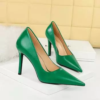 BIGTREE Ретро Европейский стиль Модные простые туфли на очень высоком тонком каблуке с острым носком и острым носком пикантные тонкие одиночные туфли на высоком каблуке 40 хаки