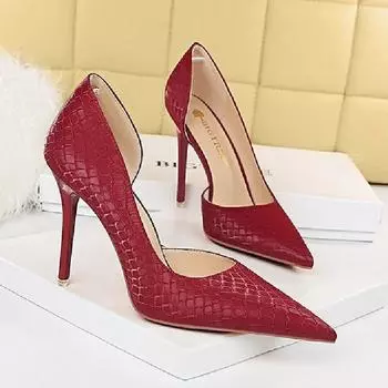 BIGTREE Сексуальные туфли на очень высоком тонком каблуке в европейском и американском стиле с неглубоким открытым носком и полые высокие каблуки в стиле ретро со змеиным узором 34 покинуть белый