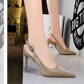 BIGTREE Высокие каблуки Маленькие туфли на шпильке Босоножки с неглубоким вырезом Полые босоножки с ремешком на спине Сексуальный ночной клуб Узкий педикюр Женская обувь Свадебная обувь