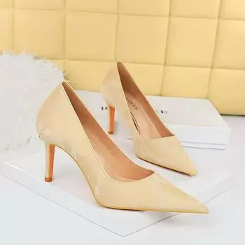 BIGTREE вечерняя женская обувь в европейском стиле, пикантная обувь для педикюра, утягивающая обувь на тонком каблуке и высоком каблуке, с острым носком, на одинарном каблуке 40 коричневый