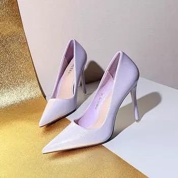 BIGTREE Женская обувь Простой стиль Высокие каблуки Атласная ткань С острым носком с мелким вырезом Пикантные ночные клубы 43 белый