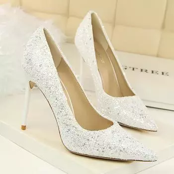 BIGTREE: женские пикантные туфли на высоком каблуке большого размера с острым носком 39 золотистый