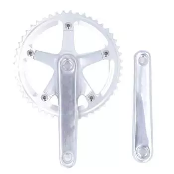 Bike Crankset Aluminum Alloy 144BCD 48T Square Hole Chainring Crank Arm Set for Mountain Bike Road Bike Silver