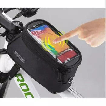Bike Cycling Bicycle Frame Pannier Front Tube Pouch Bag Mobile Holder Phone Black,Large