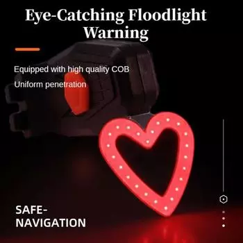 Bike Light Bicycle Love Tail Light Bicycle Flow Triangle Charging Mountain Bike Brake Light Road Bike Riding Creative Equipment