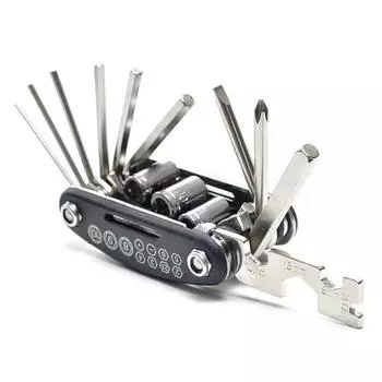 Bike Repair Tool Kits 16 in 1 Bicycle Multitool with Bike Tire Levers Hex Spoke Wrench Folding Metric Repair Tool Set чёрный