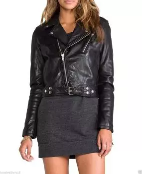 Biker Soft Women New Black Handmade Leather Jacket Lambskin Stylish Casual Wear S чёрный