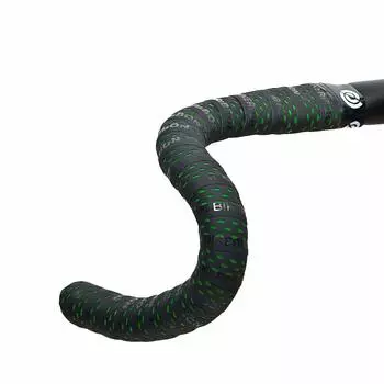 BIKERIBBON Drops 3mm Thickness Bicycle Bar Tape Black/Green BR-DR12 чёрный