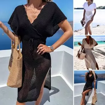 Бикини Cover Up Глубокий V-образный вырез Сексуальный Hollow Шнуровка Высокий M абрикосовый