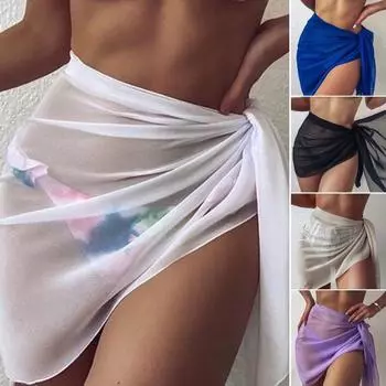 Бикини Cover Up однотонный шнурованный сетчатый чехол из пряжи полупрозрачный чехол с разрезом светло-фиолетовый