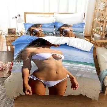 Комплект постельного белья Bikini Gilr Single Twin Full Queen King Size Bed Set Aldult Bedroom Duvetcover Sets Kawaii Sexy Big Breasts Camas EU single(135x200cm)