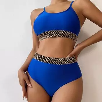 Бикини комплект купальник с высокой талией женский купальник женский купальный костюм однотонный купальник пляжная одежда S чёрный