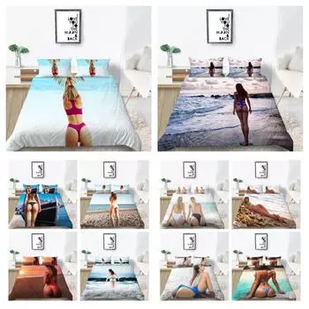 Бикини, комплект постельного белья, пододеяльник с принтом, Лидер продаж, пододеяльник, красивая постельная одежда, размер King Queen, домашний текстиль, мягкая наволочка UK Single 135x200cm