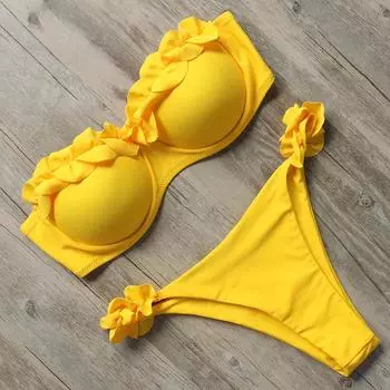 Бикини Купальник Женский сплошной цвет Сексуальный купальник S красный