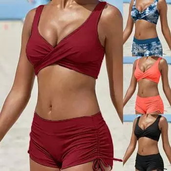 Бикини Модный сплит-полиэстер Повседневный пляжный женский купальник для бассейна 3XL