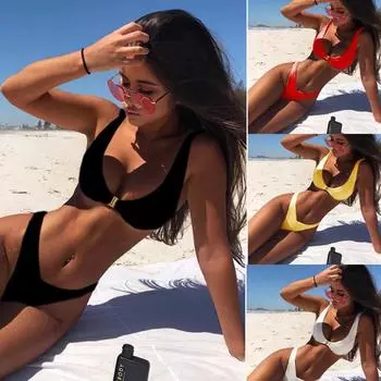 Бикини Push Up Купальники Женщины Купальник Купальный костюм Плюс Размер Бикини Набор S белый