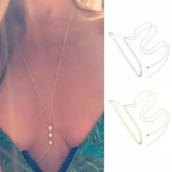 Бикини с цепочкой для тела, сексуальное легкое платье серебряный