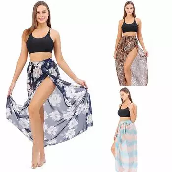 Бикини с леопардовым принтом на шнуровке, защитная одежда, пляжное платье, юбка в пляжном стиле, солнце 95*145cm