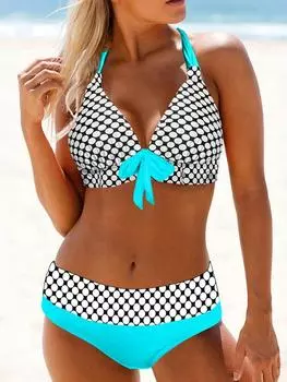 Бикини с лямкой на шее, 2024, женский купальник с высокой талией, купальник с завязками спереди, женская пляжная одежда, летний купальный костюм с эффектом пуш-ап, купальный костюм S белый