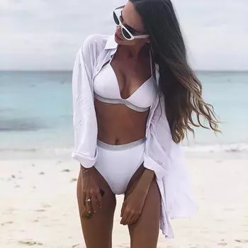 Бикини с высокой талией, пуш-ап, купальник, женский купальник, женский купальный комплект микро-бикини, блестящий бикини S чёрный