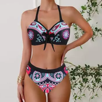 Бикини с высокой талией, женский купальник с пуш-ап, женский сексуальный комплект бикини, черный купальник для женщин, купальный костюм, пляжные костюмы XS синий