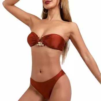 Бикини Сексуальный женский цельный купальник с разрезом Женское бикини S