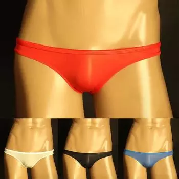 Бикини-стринги, мужское нижнее белье, эластичное ледяное шелковое нижнее белье с низкой талией S