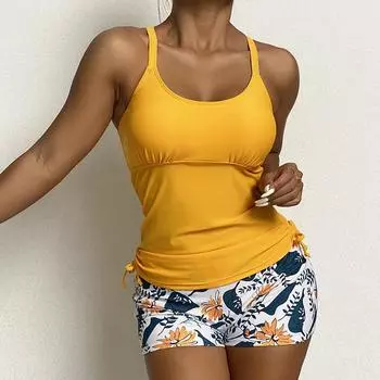 Бикини женский купальник шорты-боксеры купальники сексуальный комплект бикини танкини из двух предметов купальный костюм для женщин летняя пляжная одежда S