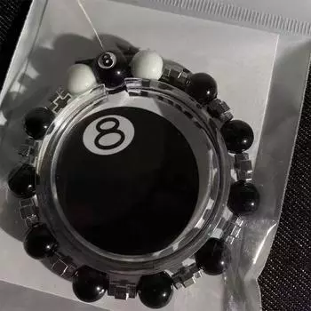 Бильярдный черный браслет с восьмеркой крестов, черно-белые сплетенные бусины, нити для мужчин чёрный