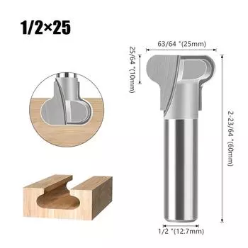 Bilateral Two-arc Door Panel Knife Handle Knife Cabinet Chamfering T-shaped Cutter Engraving Trimming Machine Bottom Cleaning Knife Two-arc handle knife 1/2 * 25
