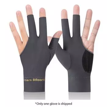 Перчатки для бильярда Перчатки для снукера с тремя пальцами Дышащие принадлежности для бильярда (Серый левый)