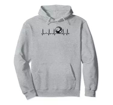 Billiard Heartbeat Snooker Pool Chalk Billiard Player Cue Hoodie серый