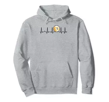 Billiard Heartbeat Snooker Pool Chalk Billiard Player Cue Hoodie серый