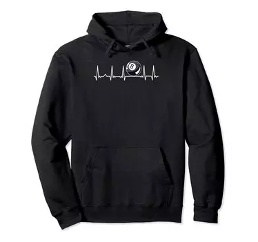 Billiard Heartbeat Snooker Pool Chalk Billiard Player Cue Hoodie чёрный