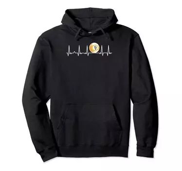 Billiard Heartbeat Snooker Pool Chalk Billiard Player Cue Hoodie чёрный