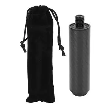 Billiard Pool Cue Extender 4 Inch Carbon Fiber Pool Cue Extension Stick with Rubber Rear Plug for Le