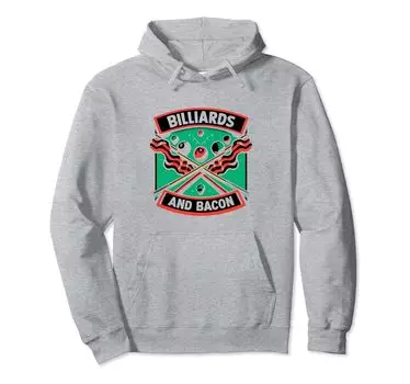 Billiards and Bacon Billiard Player Cue Sports Hoodie серый