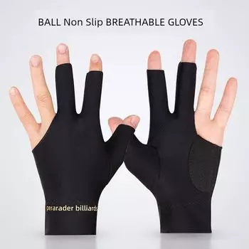 Billiards Three-Finger Gloves Special Open Finger Table Tennis Left Hand Free Size High Elastic Lycra Sweat Absorption for Both Male and Female Billiards Gloves Left Hand-Black 5 One size