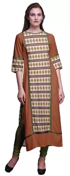 Bimba белое геометрическое ацтекское прямое платье kurtis для женщин, длинное платье kurti, индийский топ с принтом Small белый