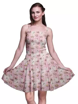 Bimba Bird Women без рукавов Мини Струящаяся майка Летнее солнцезащитное платье с цветочным принтом Large светло-розовый