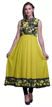 Bimba Black4 женское дизайнерское платье с воротником-стойкой и акварельным принтом Anarkali, платье в индийском этническом стиле, курта Bimba Black4 Medium чёрный