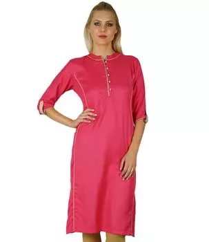Bimba Chic Style Kurta Kurti Solid Color Top Tunic Boho 3 4 Блузка с рукавами 12 розовый