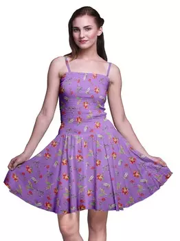 Бимба цветочные женщины без рукавов мини Flowy майка летнее солнце платье цветочный принт Large аметист