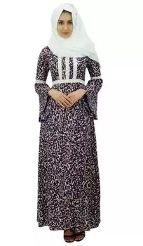 Бимба дамы мусульманское макси кружевное кимоно абая вискоза платье джилбаб с хиджабом 16 разноцветный