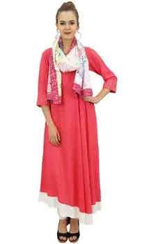 Bimba Designer Peach Kurta Kurti Indian Women Dress Блузка из вискозы с 10 персиковый