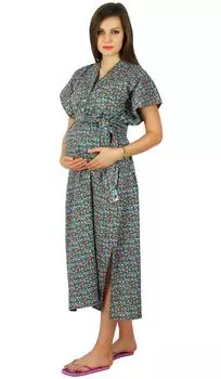 Bimba Kaftan с поясом ночная рубашка для кормления | Кнопки спереди и сзади-Baby Shower Size: 0-10 | Length - 42-inches разноцветный