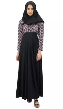 Bimba Ladies Maxi Muslim Abaya Rayon Dress Jilbab с хлопковым хиджабом 10 чёрный