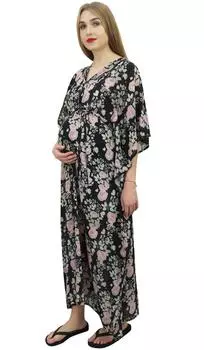 Bimba Moms Черное кафтан для беременных с цветочным принтом и рукавами-кимоно с поясом-10 10 чёрный