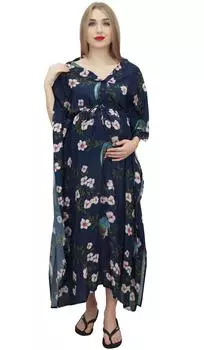 Bimba Moms Кимоно с рукавами темно-синего цвета для беременных Кафтан Drawstring Maxi Dress-10 16 темно-синий