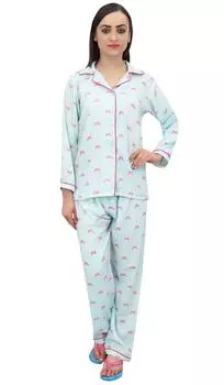 Bimba небесно-голубой подарочный ленточный принт женская рубашка с пижамными штанами 2 шт. одежда для сна - 10 небесно-голубой